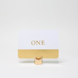 Table Numbers - White and Gold Cards with Gold Holders