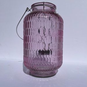 Tealight Candle Holder - Large Pink Glass
