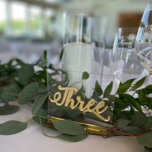 Table Numbers - Clear with Gold Writing