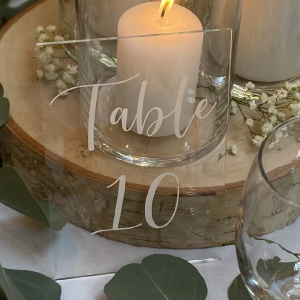 Table Numbers - Clear with White Writing